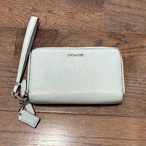 Coach Light Blue Leather Wristlet